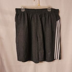 Adidas Charcoal Grey with White stripes Athletic Drawstring Waist Shorts